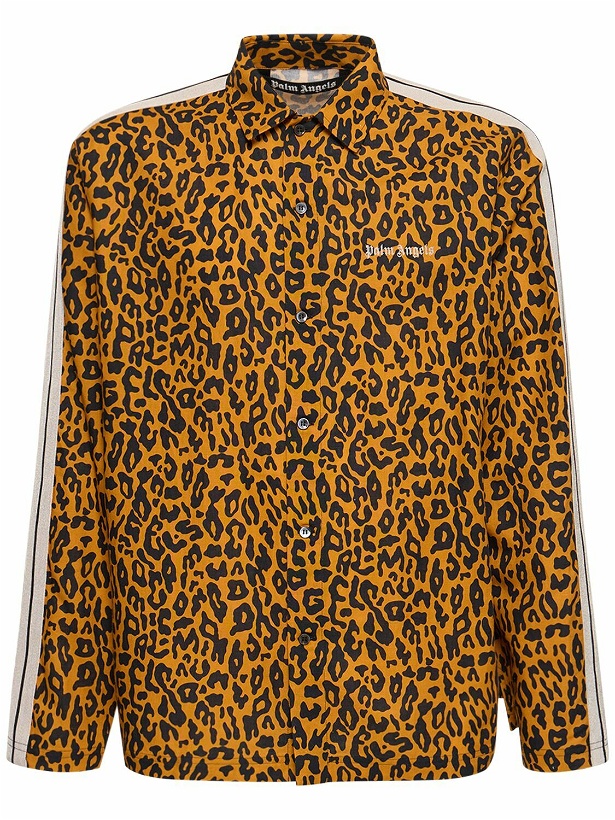 Photo: PALM ANGELS - Cheetah Linen Blend Track Shirt