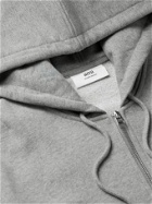 AMI PARIS - Logo-Embroidered Organic Cotton-Jersey Zip-Up Hoodie - Gray