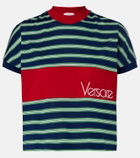 Versace Logo embroidered striped cotton T-Shirt