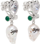 JIWINAIA Silver & White 'Spirit' Pearl Drop Earrings