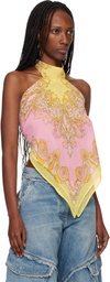 Versace Yellow & Pink Printed Cover-Up Foulard Top