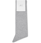 Mr P. - Ribbed Cotton-Blend Socks - Gray