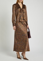 Veronica Beard Francine Printed Silk-blend Blouse Brown