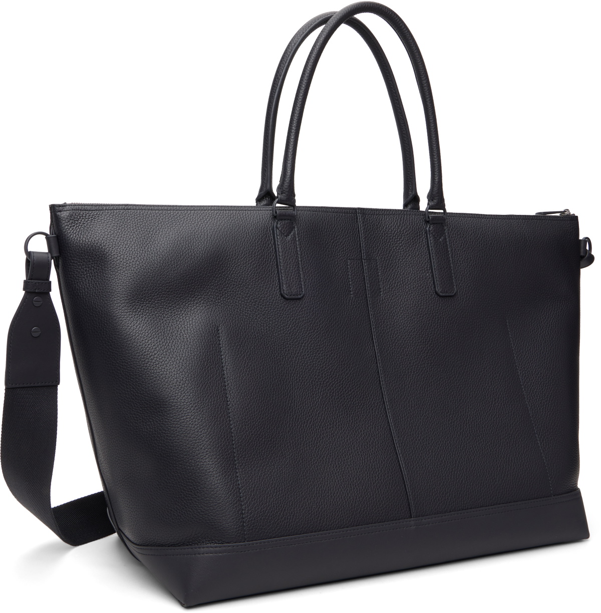Lacoste Black 'Club Lacoste' Grain Leather Weekend Tote