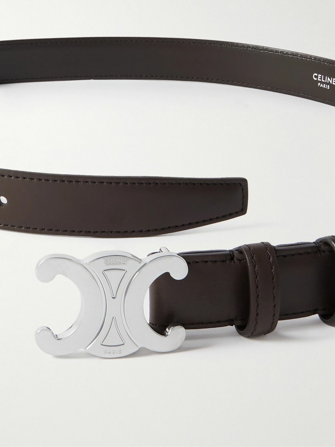 CELINE - 2.5cm Triomphe Leather Belt - Brown