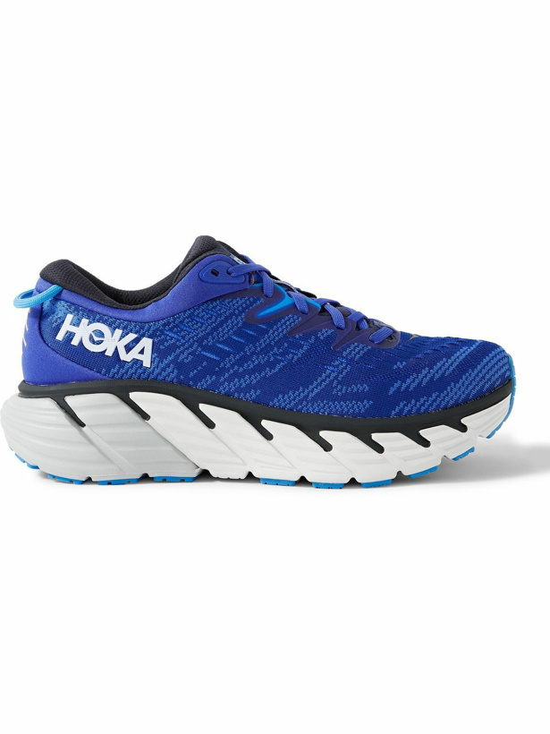 Photo: Hoka One One - Gaviota 4 Mesh Running Sneakers - Blue