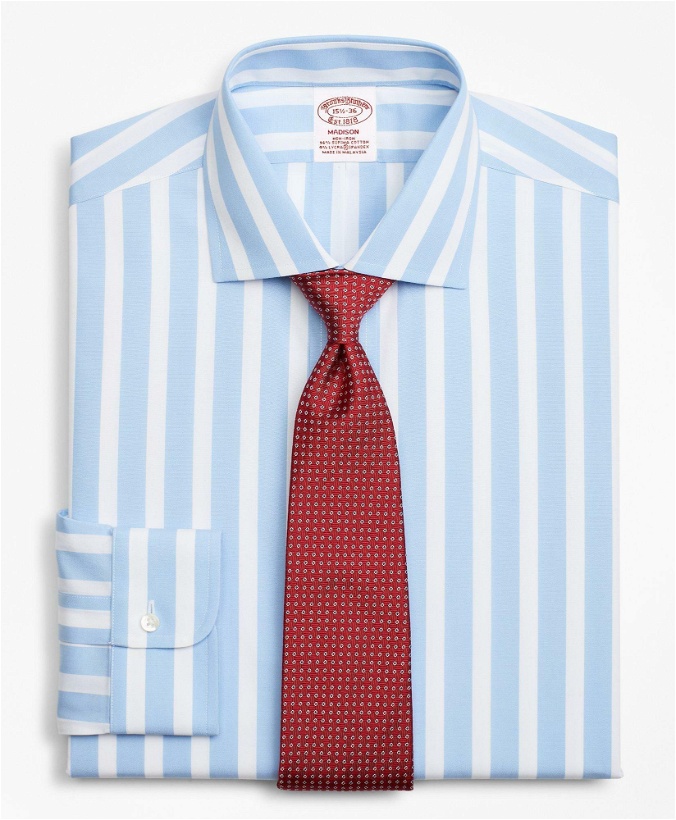 Photo: Brooks Brothers Men's Stretch Madison Relaxed-Fit Dress Shirt, Non-Iron Bold Stripe | Blue