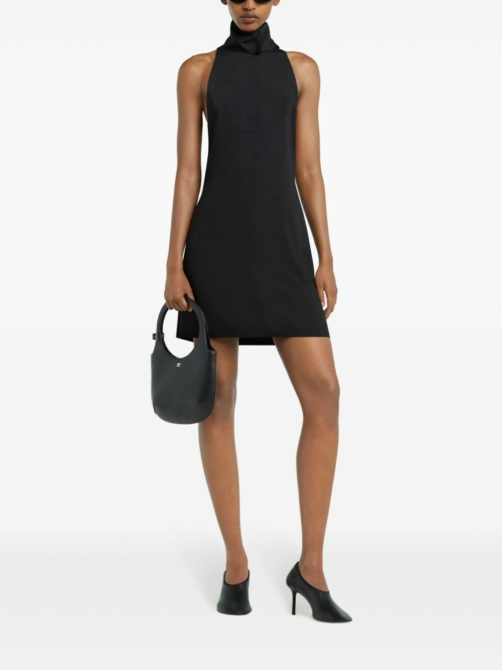 Courreges Dress Scarf Mockneck in Black