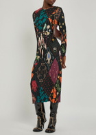 Never Fully Dressed Gaia Printed Plissé Midi Dress Black