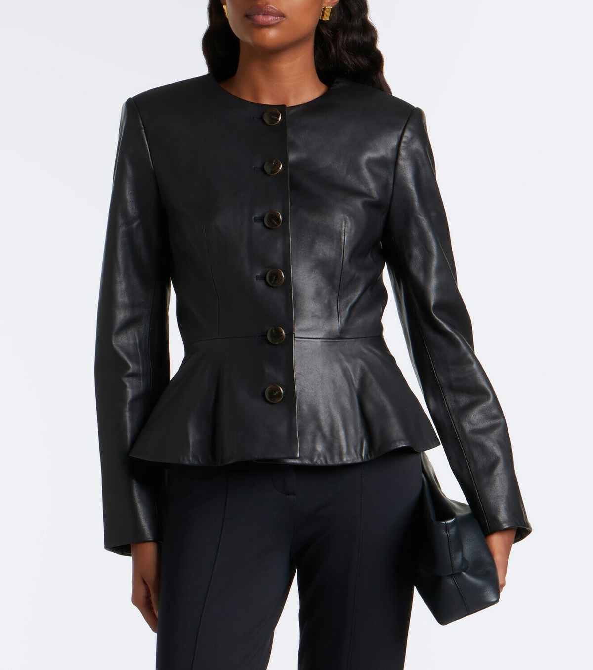 Veronica Beard Quinn peplum leather jacket