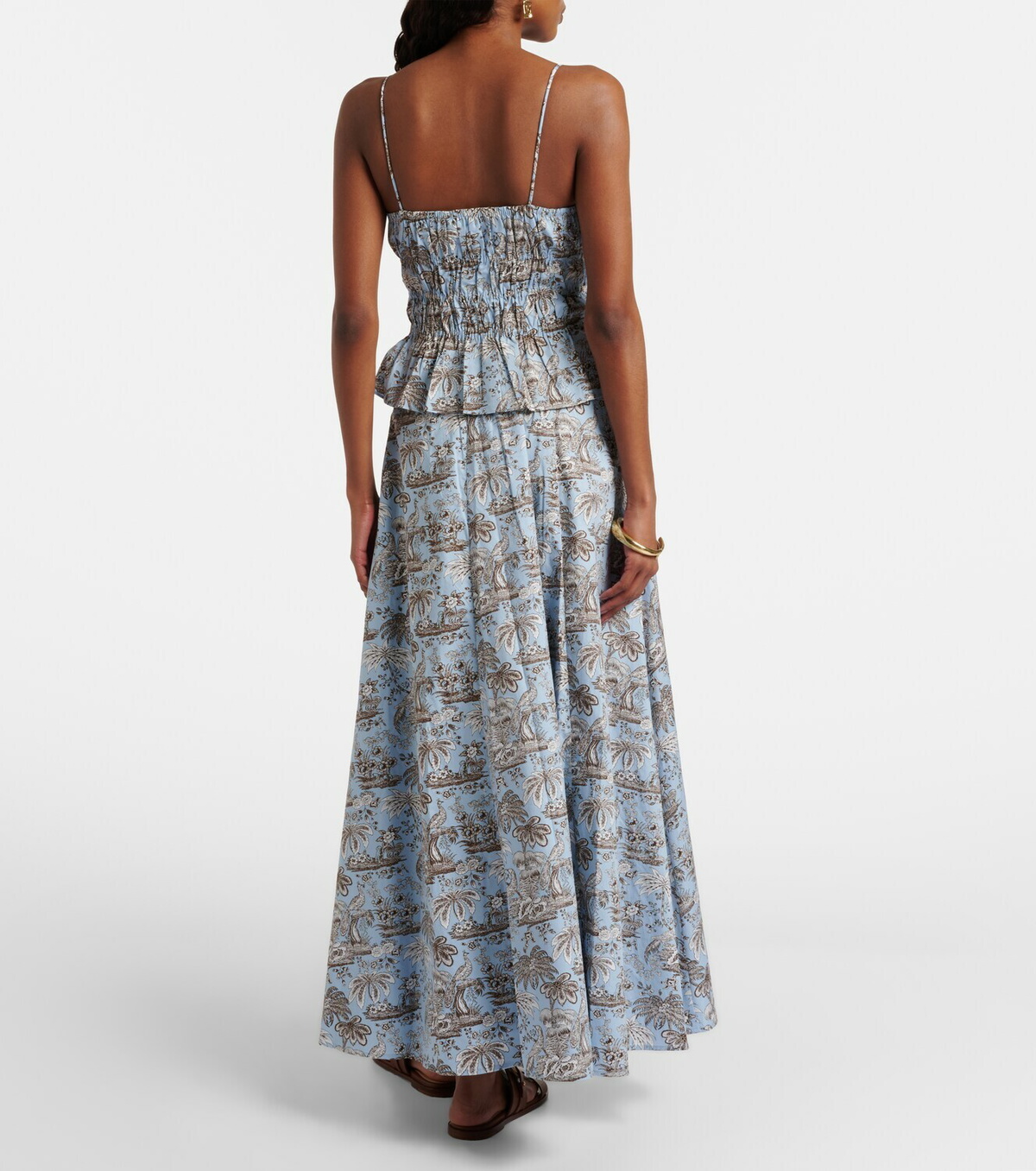 Staud Floral cotton midi skirt