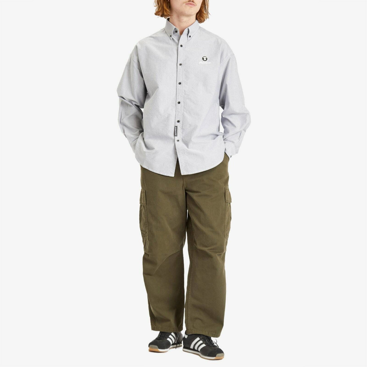 Men's AAPE Now Solid Oxford Shirt in Black