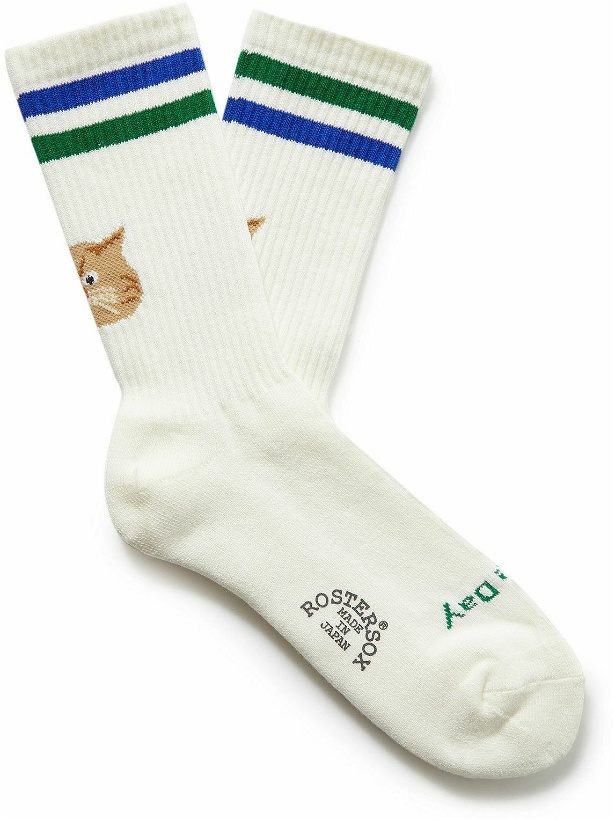 Photo: Rostersox - Striped Instarsia Cotton-Blend Socks