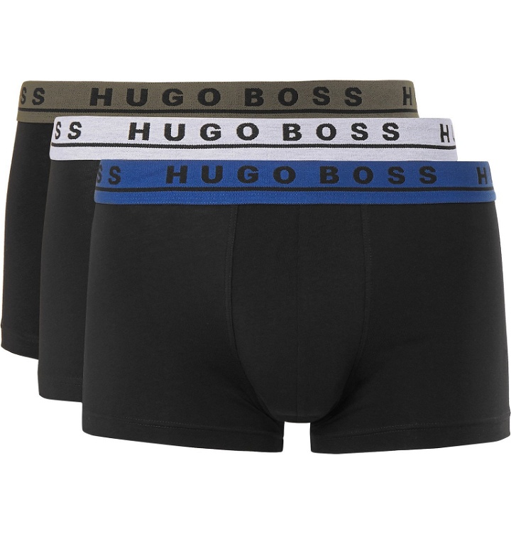 Photo: Hugo Boss - Three-Pack Stretch-Cotton Boxer Briefs - Black