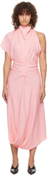 Victoria Beckham Pink Backless Scarf Detail Midi Dress