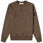 Calvin Klein Men's Monogram Sleeve Badge Crew Sweat in Black Olive