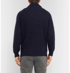 Brunello Cucinelli - Shawl-Collar Double-Breasted Ribbed Cashmere Cardigan - Men - Navy