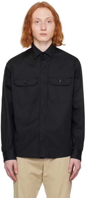 Photo: ZEGNA Black Pocket Long Sleeve Shirt