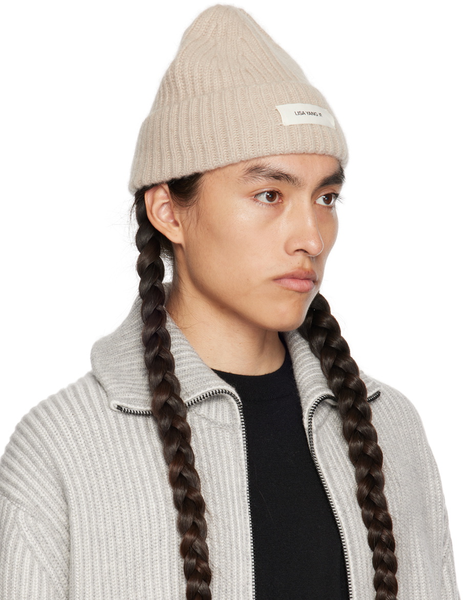 LISA YANG Beige Ribbed Beanie