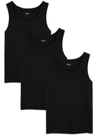 Boss Logo-embroidered Cotton Tank set of Three Black