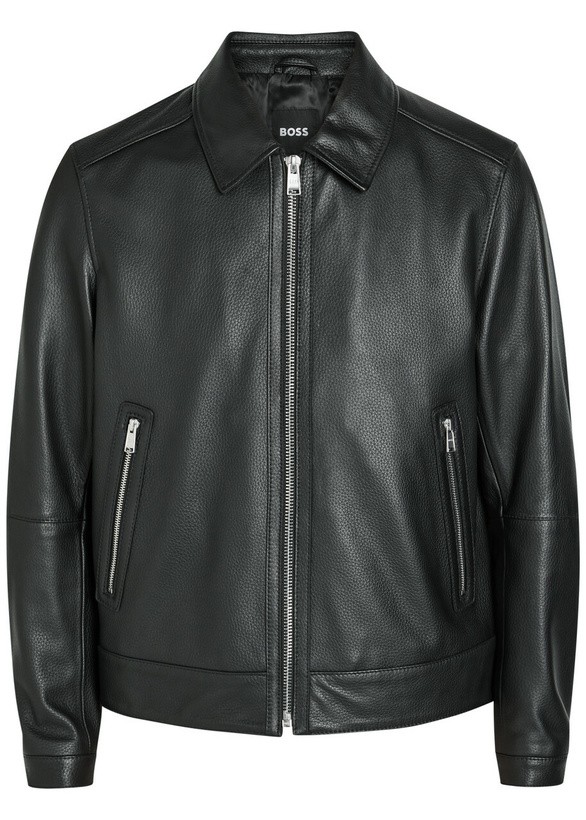 Photo: Boss Mapson Grained Leather Jacket Black