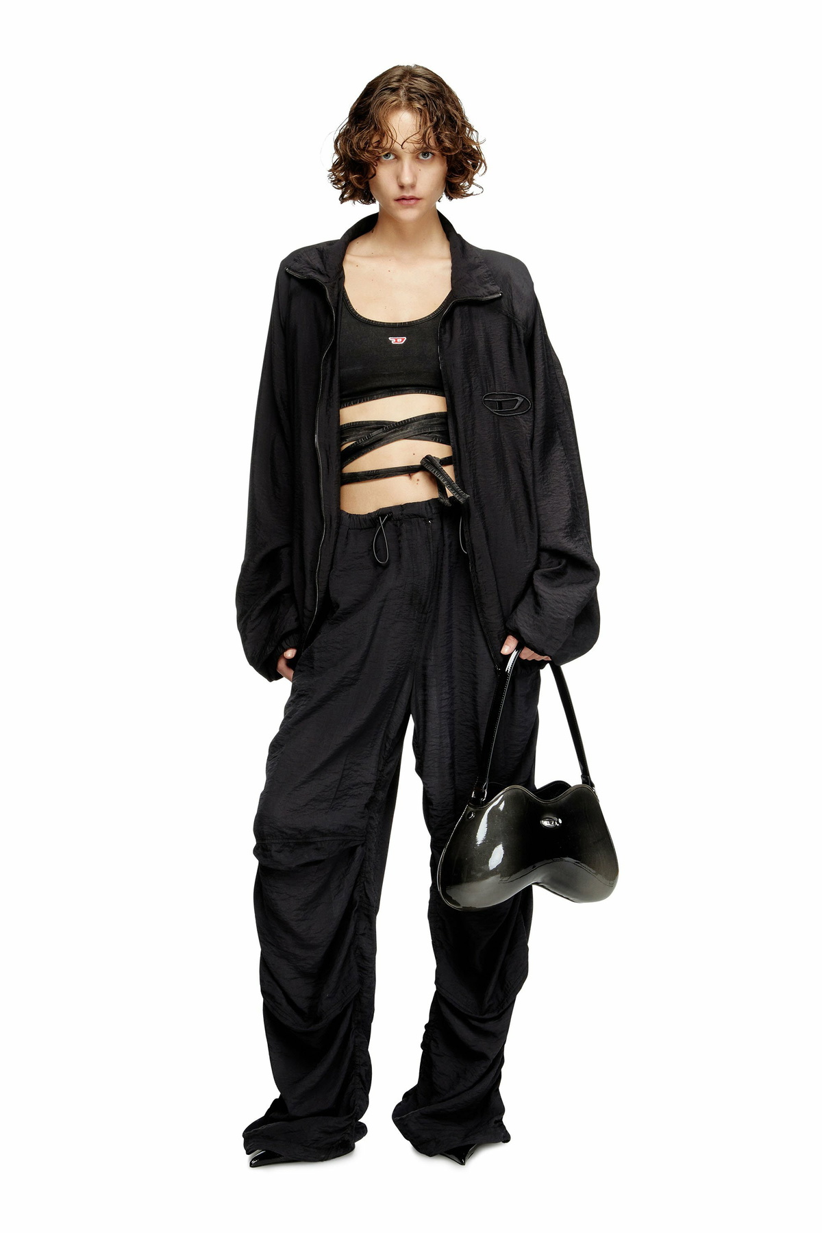 Diesel Denim-look vest top with wrap ties - T-Shirts Womens in Black