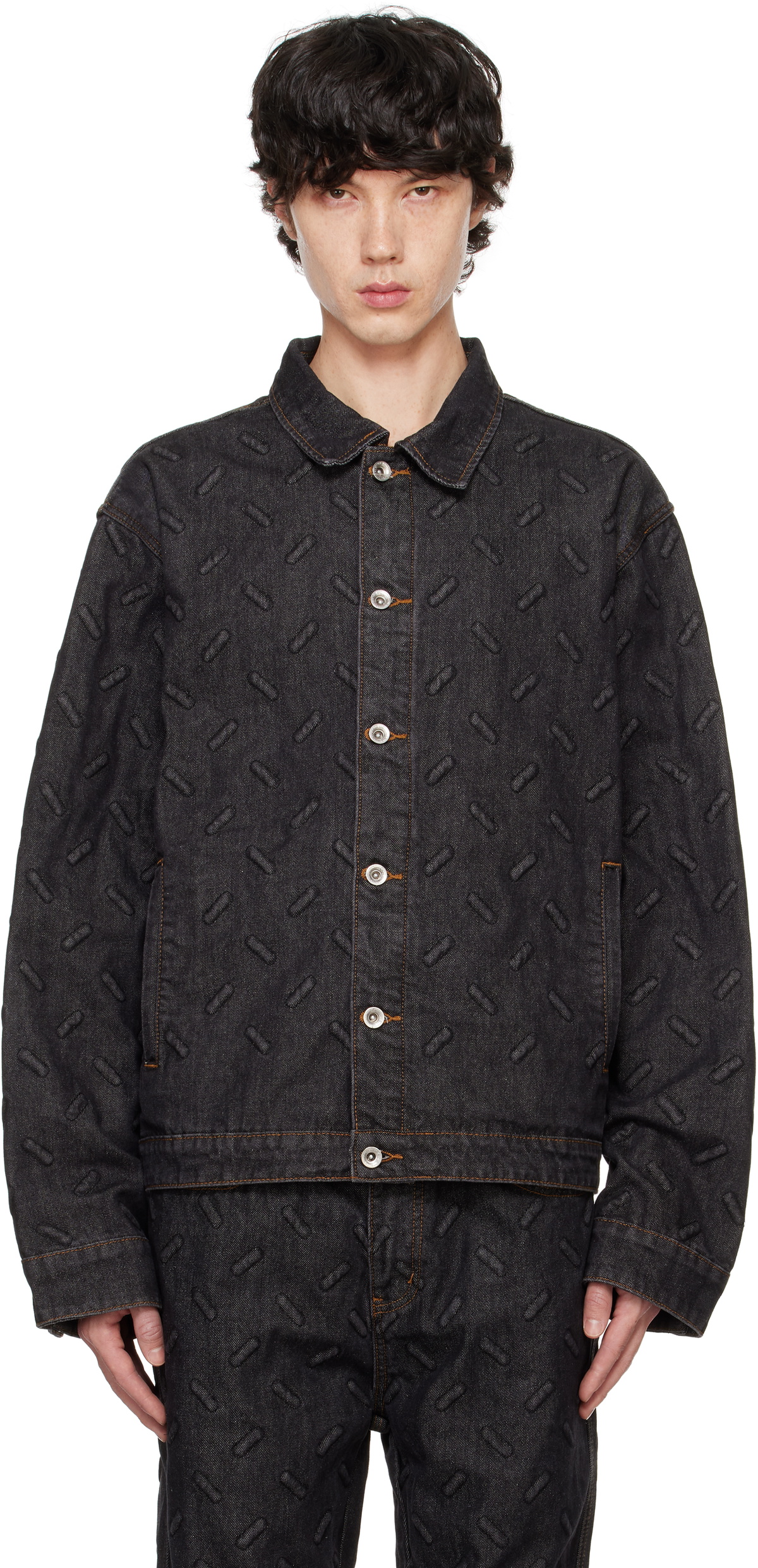 Who Decides War Black Thread Plate Denim Jacket