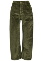 Free People Deep Trance Straight-leg Corduroy Cropped Trousers Dark Green