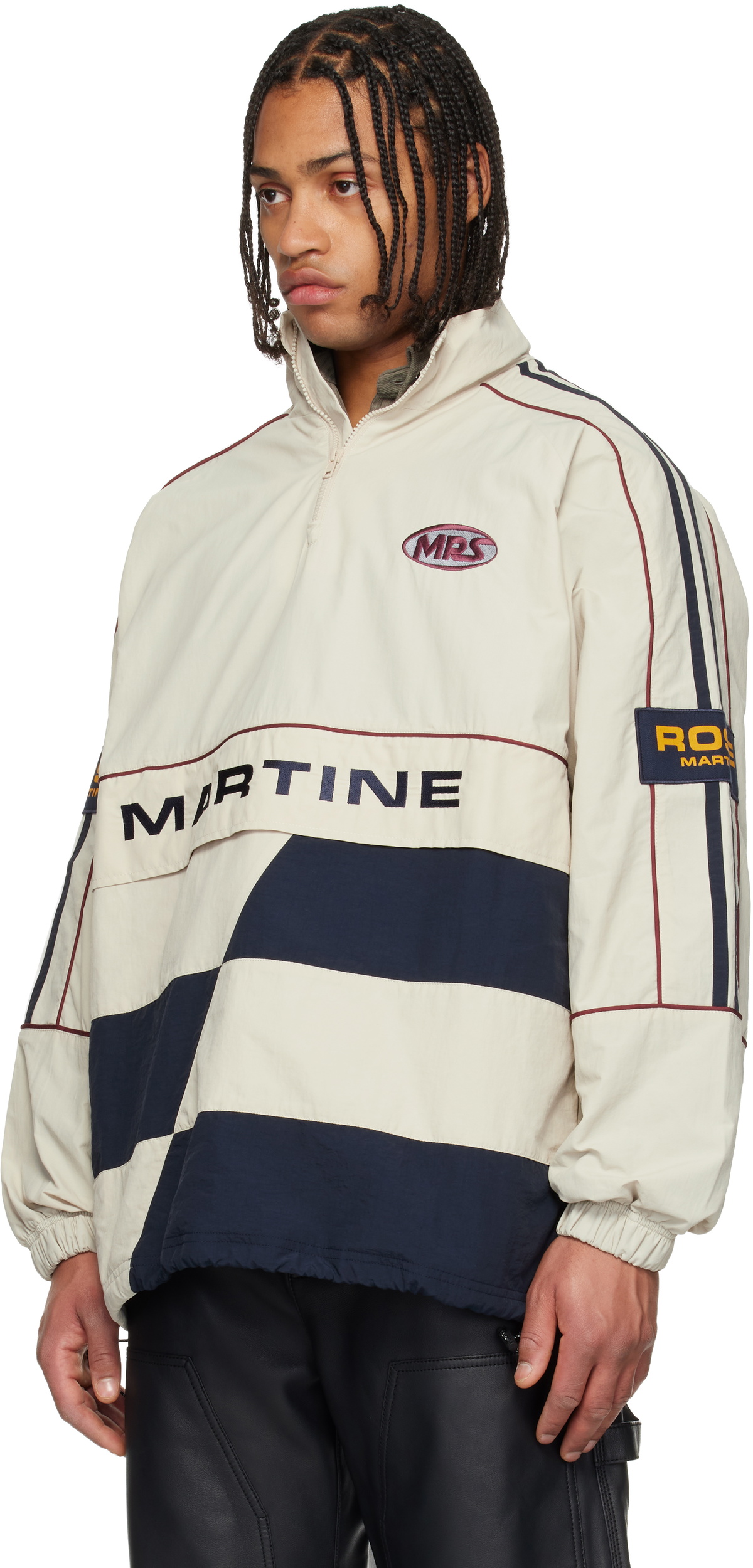Martine Rose Beige & Navy Hockey Track Jacket
