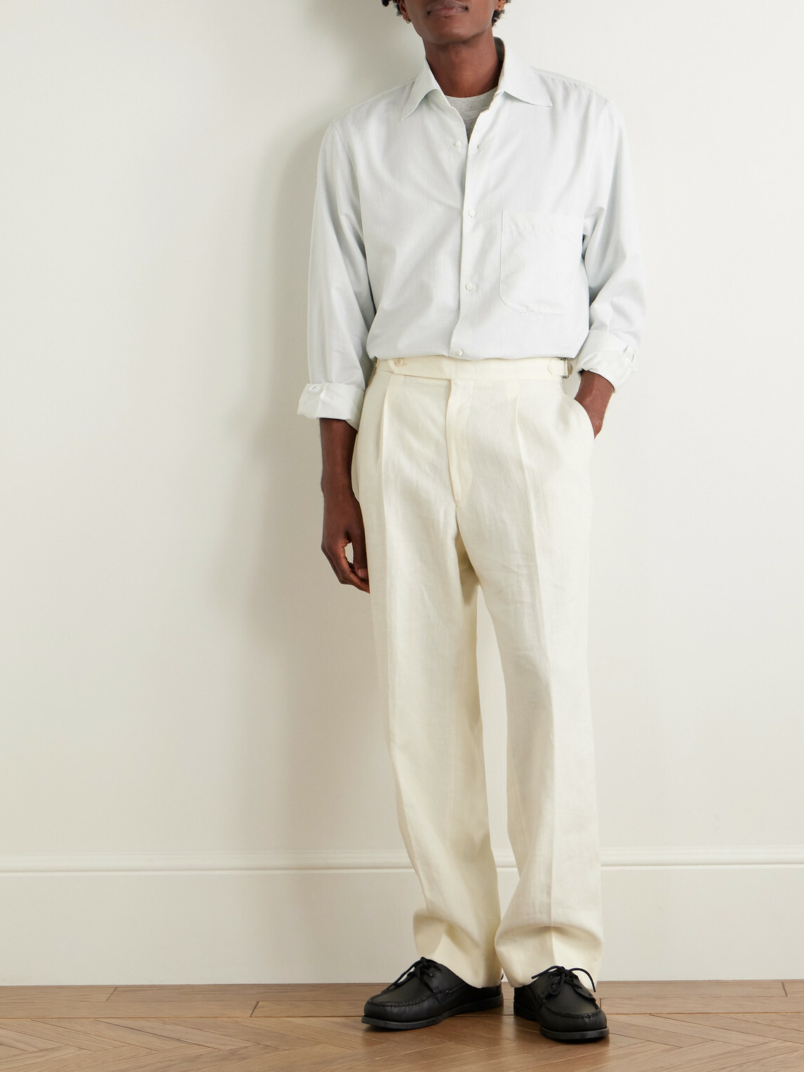 Stòffa - Straight-Leg Pleated Linen Trousers - Neutrals