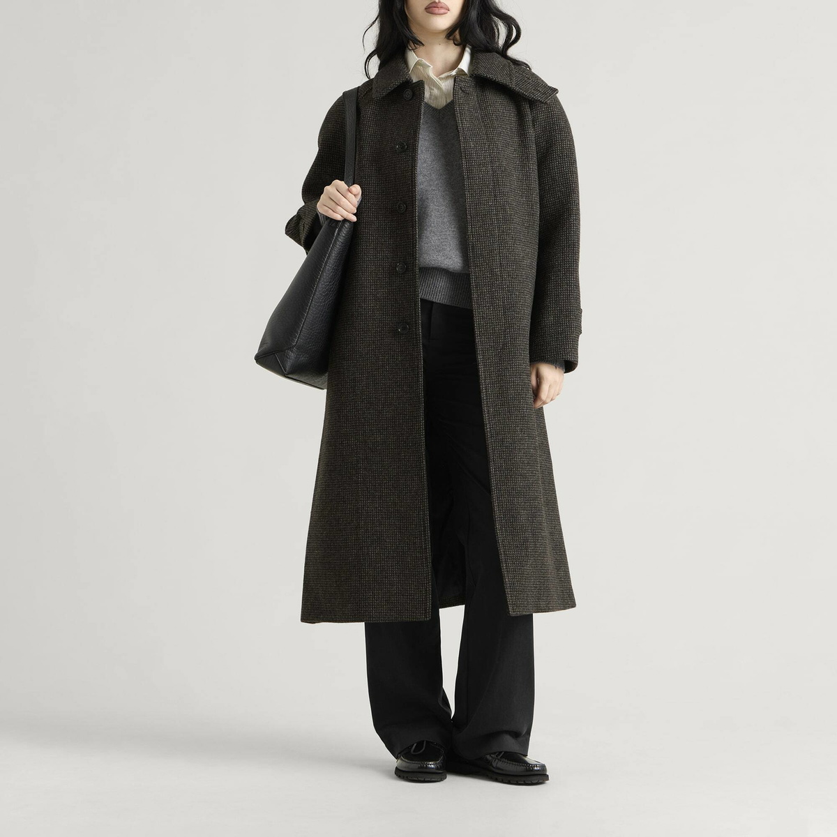 DUNST Women's Balmacaan Coat in Mushroom