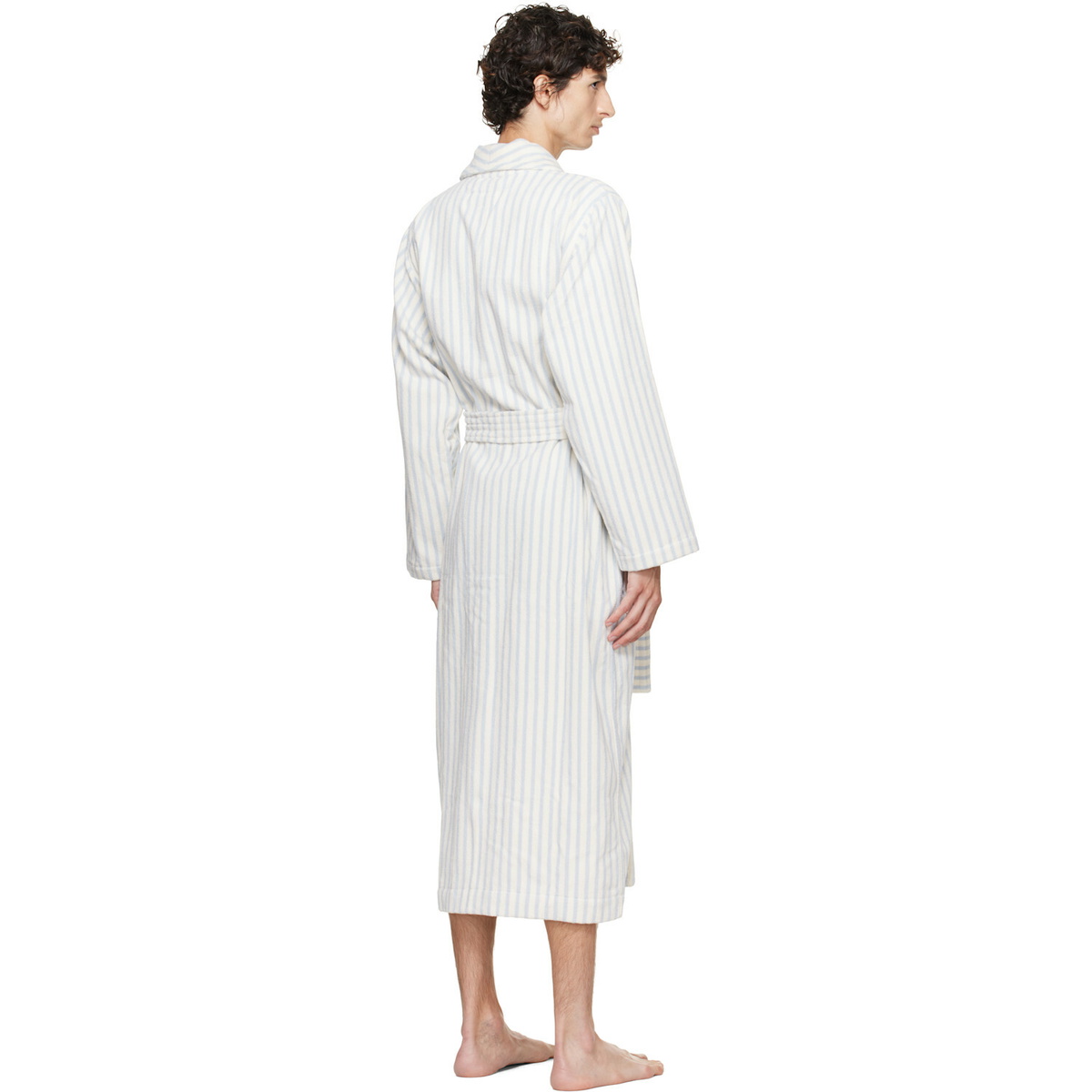 Tekla White & Blue Terry Classic Bathrobe
