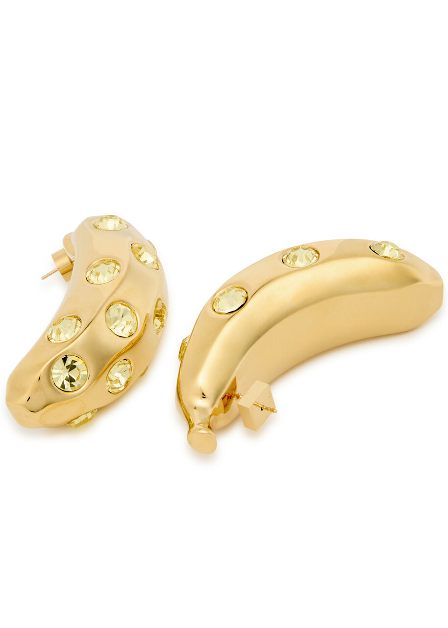Jacquemus Les Boucles Bananes Crystal-embellished Drop Earrings - Gold - One Size