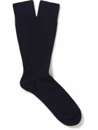 John Smedley - Rowsely Ribbed Merino Wool-Blend Socks - Blue