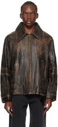 Martine Rose Brown A Line Leather Jacket