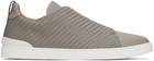 ZEGNA Gray Triple Stitch Sneakers