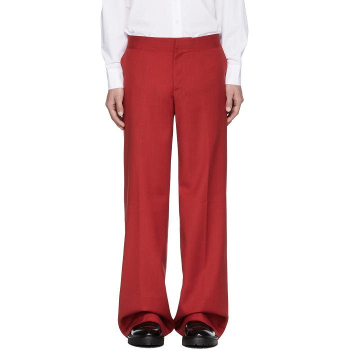 Photo: Yang Li Red Low-Rise Wide Trousers 