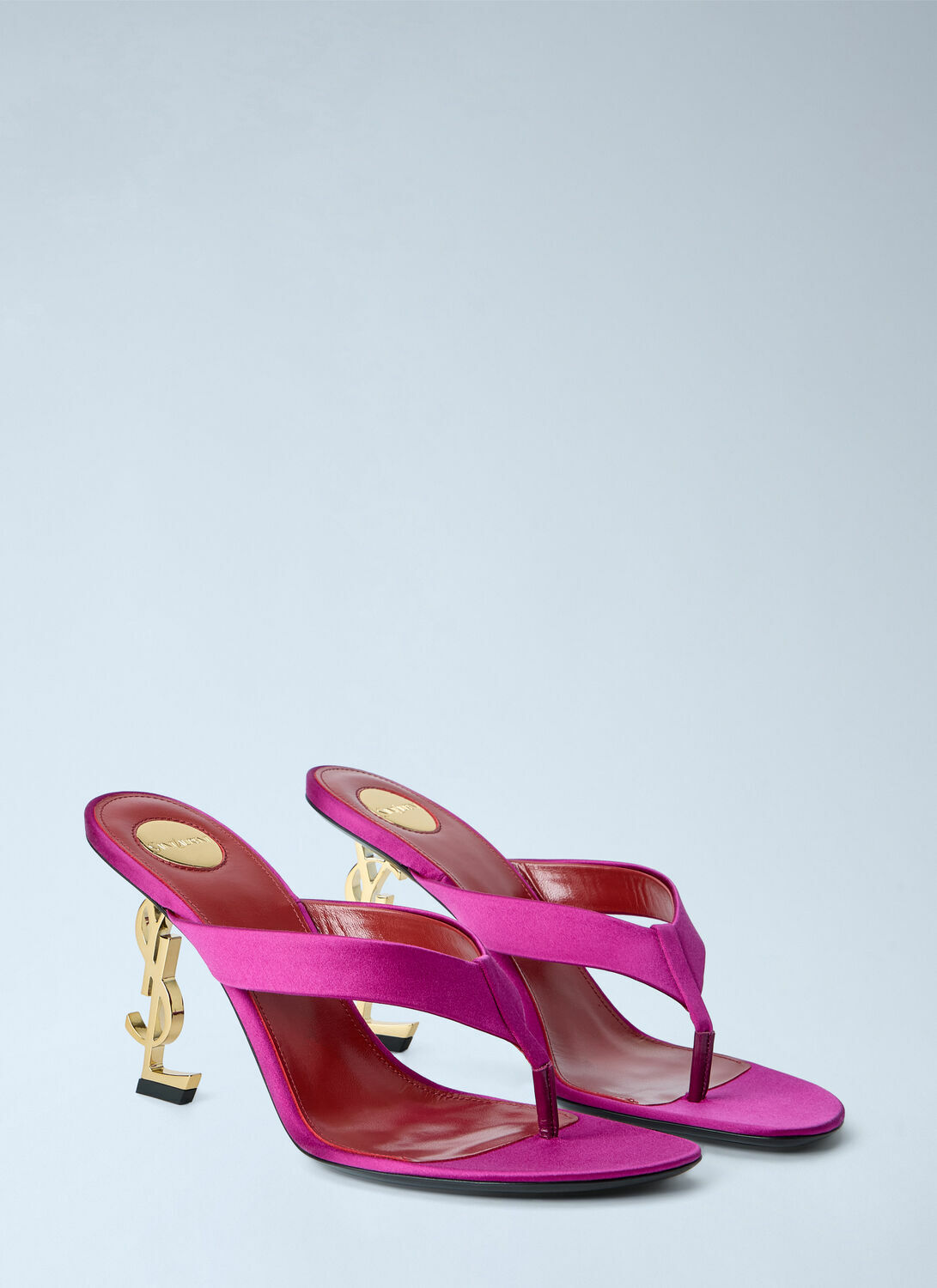 Saint Laurent Opyum Satin Thong Mule Sandals