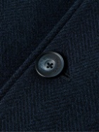 Herno - Herringbone Wool and Shell Coat with Detachable Gilet - Blue