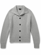 TOM FORD - Ribbed Wool and Cashmere-Blend Cardigan - Gray