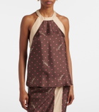 Valentino Printed halterneck silk twill top