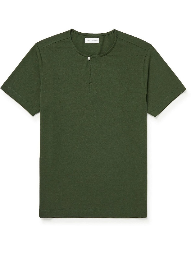Photo: Hamilton And Hare - Stretch Lyocell and Cotton-Blend Henley Pyjama Top - Green