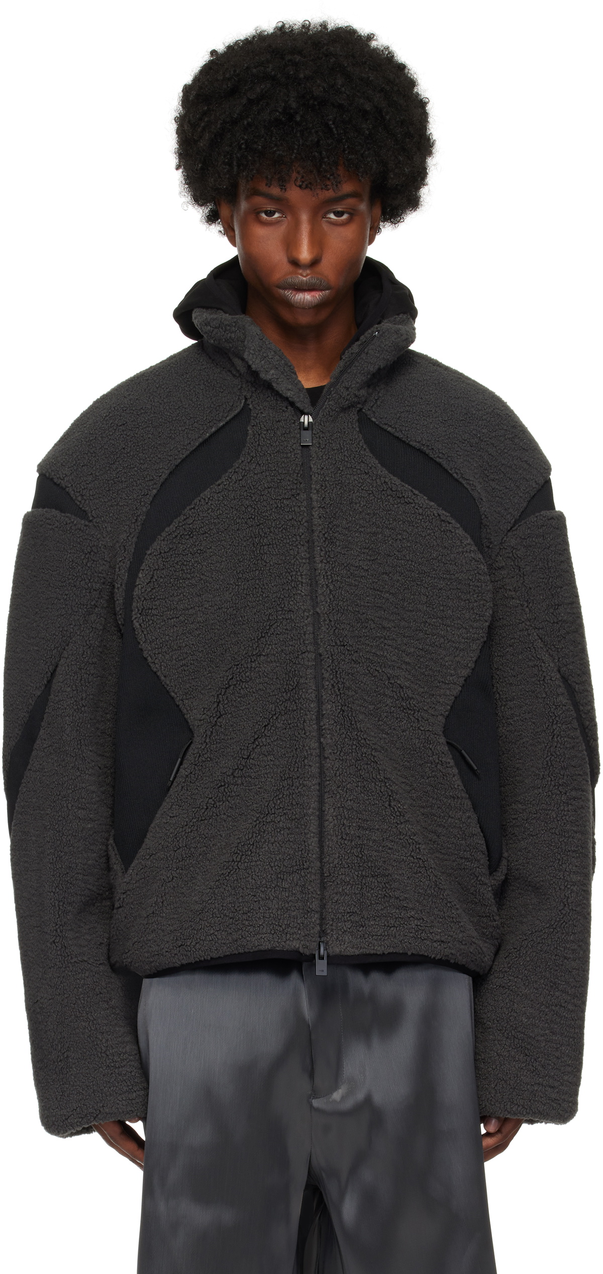 HELIOT EMIL Black & Gray Custos Fleece Jacket