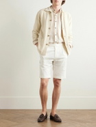 De Petrillo - Slim-Fit Straight-Leg Pleated Cotton-Blend Shorts - White