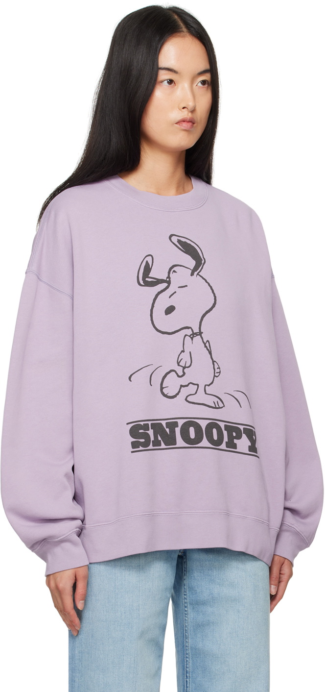 Re/Done Purple Hanes Edition Snoopy Dancing Sweatshirt