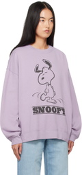 Re/Done Purple Hanes Edition Snoopy Dancing Sweatshirt