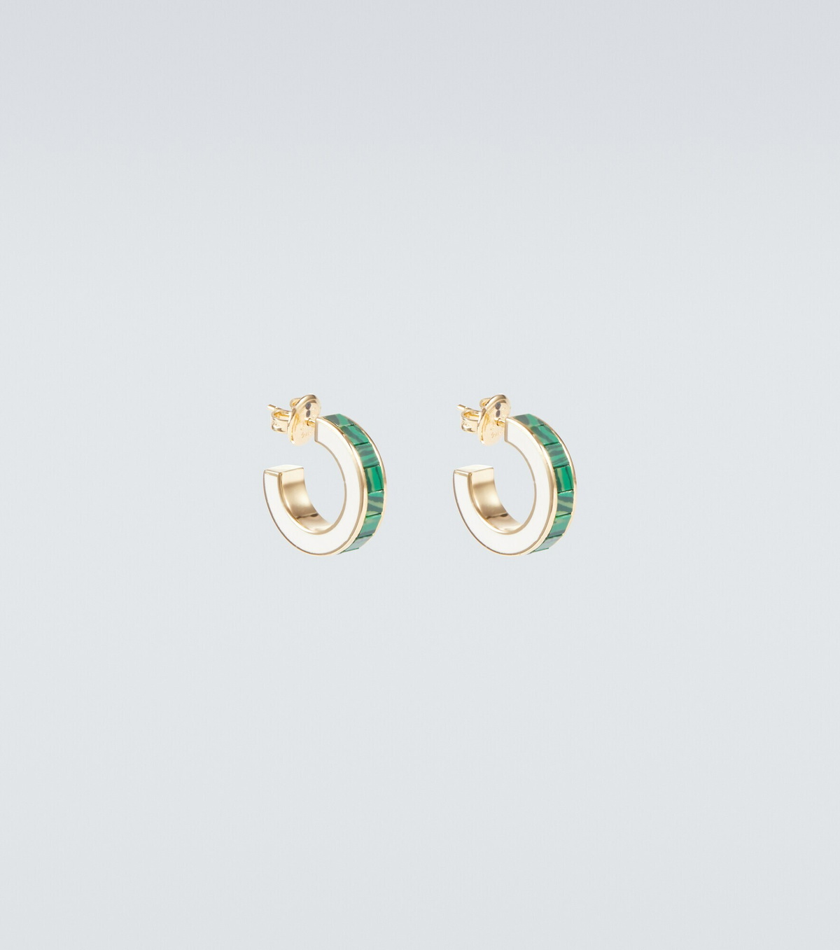 Bottega Veneta - Gold-plated and enamel hoop earrings with malachite