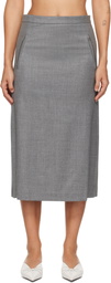 Pushbutton Gray Side Folded Midi Skirt