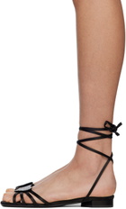 Les Petits Joueurs Black Kaia Flat Sandals