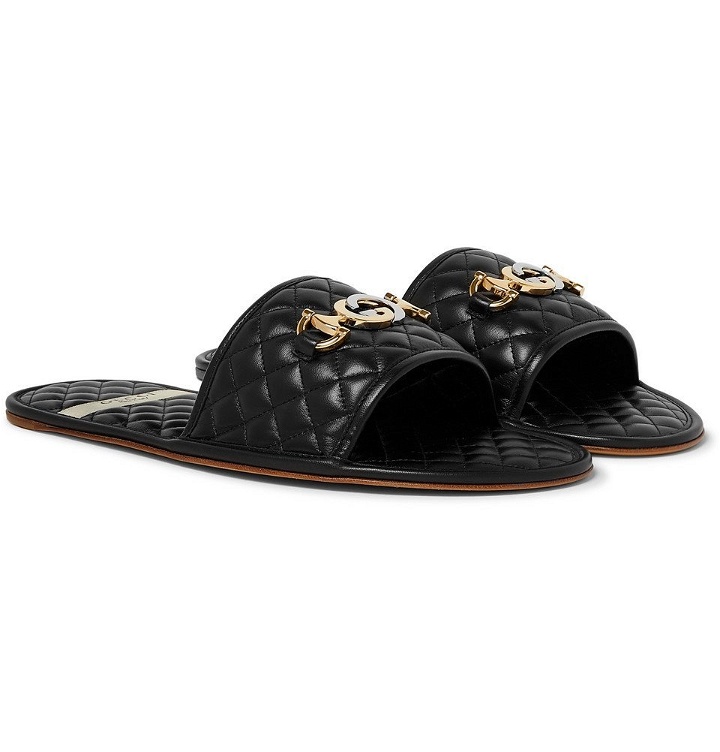 Photo: Gucci - Horsebit Quilted Leather Slides - Black
